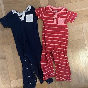 Old Navy Red and Pink Striped Baby Romper
